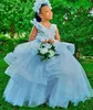 2021 Backless Lace Flower Girl Dresses V-neck Beaded Ball Gown Tulle Lilttle Kids Birthday Pageant Weddding Gowns
