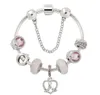 Perle di fascino intero Bracciale in filo placcato argento 925 nuovo filo smaltato in lega con foro grande serie rosa ciondolo uccello amore stringa a mano6782752