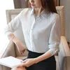 Uzun Kollu Polka Dot Kadınlar Casual Ofis Bayan Gömlek Tops Siyah Beyaz Sonbahar Moda Şifon Bluzlar 6377 50 210508