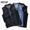 Grande tamanho 8xl 7xl 6xl algodão jeans sem mangas colete homens denim jeans colete macho cowboy outdoor colete 3 cor 211104