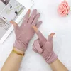 Fünf Fingerhandschuhe Frauen Sonnencreme Driving rutschfeste Baumwolle dünne Anti-UV-Elastizität im Sommer Mode Atmungsaktive Halbfingerhandschuh