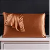 Pillow Case 1PC Silk Satin Solid Color Cover Comfort Soft Home Bedding Pillowcase