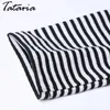 Causal Knitted Long sleeve Women Shirt Pullover Slim Striped Female T Shirts V-Neck Tops Feminina Ladies Clothes TATARIA 210514