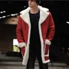 S-5XL Fashion Winter Wool Blends Fur Collar Jacket For Men Warm Single Button Long Sleeve Thicken Plus Size Long Coats D3743#