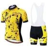 2024 Summer Yellow Cycling Jersey Set Oddychane zespoły wyścigowe zestawy rowerowe sportowe Męskie Krótkie ubrania rowerowe M088