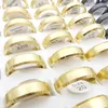 Wholesale 50PCs/Lot Stainless Steel Band Rings For Men Women 6mm Silver Gold Black Plated Fashion Jewelry Party Gift Engagement Wedding Bands