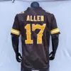 2021 College Wyoming Jersey 17 Josh Allen New NCAA White Coffee Brodery All Stitched Adult Youth