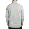 Pull en coton à col roulé Hommes Pulls Marque Casual Automne Mode Pull Mâle Solide Slim Fit Tricoté À Manches Longues Bleu Noir 210518