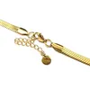 Fashion Golden Black Flat Snake Chain Herringbone Choker Necklace for Women Gifts Stainless Steel 5mm 15.7''+4cm