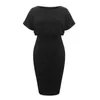 Kvinnor Pencil Dress Bag Hip Slim Fit Short Sleeve Round Neck Casual Elegant Solid Colro High Waist Ladies Kläder 210522