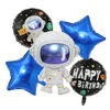 Astronaut spaceship aluminum foil balloon flying saucer rocket cartoon science fiction milky way kids birthday theme party solar system decoration