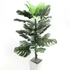 90cm 39 cabeças grandes folhas de palmeira tropical folhas artificiais Monstera árvore falsificada plantas verdes de seda folhagem para decoração de escritório em casa 210624