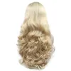 Perruques synthétiques Lace Front Wig Cosplay Frontal sans colle, cheveux bouclés, Body Wave, blond ombré avec racines noires foncées pour femmes Lilita
