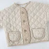 Automne bébé garçon manteaux et vestes enfant en bas âge enfants hauts rétro losange vague motif enfants veste manteau filles Outwear 0-3Y 211011