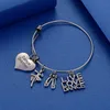 Love Inspire Teach White Crystal Apple Ruler Armband Rvs Hanger Bangle Sieraden Gift Leraar Friend DLH204