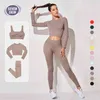 SEVEN SKIN Women Sportswear Seamless Yoga Set Workout Suit Gym Clothes Long Sleeve Crop Top Fitness Leggings Sport Bra Tracksuit 210802