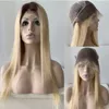100 kinesiska jungfru mänskliga hår siwss spets front peruk 20 inches ombre färg 4/613 blondin full spets peruker snabb express leverans