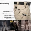 Herrbyxor utomhus last man arbeta vandring rip-stop militär taktisk casual multi-pocket män byxor2341