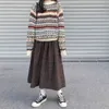 2 cores estilo japonês alta cintura elástica longa saias mulher outono inverno xadrez saias plissadas (x1078) 210721