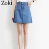 zokiセクシーな女性デニムミニスカートファッション夏のハイウエスト韓国の黒い青いパッケージヒップジーンズ原宿プラスサイズのコットン210621