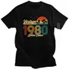 Vintage 1980 Limited Edition T-Shirt Men Graphic Tops Tees 40 Years Old 40th Birthday Gift T Shirt 100% Cotton Tshirt Clothing 210629