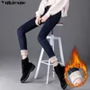 Inverno Grosso Quente Skinny Jeans para Mulheres Feminino Cintura Alta Veludo Calças De Denim Streetwear Estiramento Calças Plus Size 210629