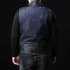 Men's Vests Mens Genuine Leather Denim Patchwork Motorcycle Biker Style Waistcoat/Vest Strong Breathable