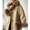 Kvinnors Vinterrockar Stil Parker Parka Tjock Varm Fur Collar Hooded Jacket Trench High Quality 210608