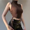 Bez rękawów Top Kobiety Knit Casual Solid Tops Boczna Sznurek Podstawowy Slim Camis Krótka Kamizelka Tank Topy Sexy Top Women Clubwear 210422