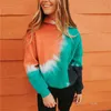 Hoodies للنساء بلوزات 2022 الخريف والشتاء على الطراز الساخن صباغة الطباعة حظر ألوان السترة طويلة الأكمام