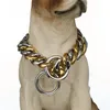 15mm Stainless Steel Dog Chain Metal Training Pet Collars Thickness Gold Silver Slip Dogs Collar for Large Dogs Pitbull Bulldog 1436 V2
