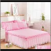 Supplies Textiles Home & Garden Luxury Set Princess Bow Ruffle Duvet Wedding Bedding Pink Girl Baby Bed Skirt Quilt Er Sets Twin Bedclothes D