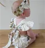 Baby Romper Jumpsuits sätter blommigt tryck backless ärmlös rufflad tjej romper pannband 2 st set ins spädbarn bodysuit barnkläder nya 592 k2