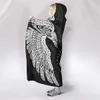 Twin Ravens na Mitologia Nórdica Viking 3D Impresso Cobertor Com Capuz Adulto Criança Sherpa Fleece Wearable Cobertor Microfibra Cama 2110299S