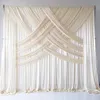 Hochzeitshintergrund-Dekorationsvorhang, 3 m H x 3 m B, 1 Stück, cremefarbene Kreuzvorhänge, Eisseide234I