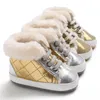 First Walkers Autumn Winter Infant Baby Boys Girls PU Leather High-cut Boots Casual Patchwork Anti-slip Diamond Plaid Velvet Warm Shoes