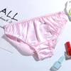 Gym Clothing Women Silk-like Satin Panties Bikini Underwear Breathable Solid Color Briefs LMH66