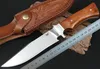 1 stks Outdoor Survival Rechte Mes VG10 Drop Point Satin Blades Volledige Tang Palissander Handvat Vaste Messen Messen met Lederen Schede