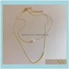 & Pendants Jewelryarrivals Fashion Modern Peals Choker Necklace Double Layers Round Necklaces Golden Chain Jewelry Women Chains Drop Deliver