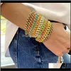 Länk, armband juvelygold färg 8mm bredd neon färgglad emalj länk mode europeisk kvinnlig kubansk kedja armband droppleverans 2021 Ikrvg