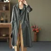 Delle donne Trench e Impermeabili Cappotti delle Donne NINI WONDERLAND 2022 Primavera Lino Cappotto Delle Donne Allentato Manica Lunga Cardigan Magliette e camicette Autunno Singolo Bottone casual