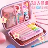 3D Pencil Case EVA Storage Box Lovely Pink Unicorn Cartoon Pen Bag for School Girl Kawaii Stationery Gift Pouch Eraser Holder IN 220110