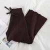 NEPLOE Winter Jesień Dzianiny Szerokie Nogi Pant Koreańskie Solidne Długie Spodnie Elastyczne Koronki Up Pants Plus Size Spodnie dresowe 210721