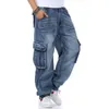 Mężczyzn Multi Pockets Dżinsy na deskorolce dla mężczyzn taktyczne joggery dżinsowe plus rozmiar 30-46 210319339B