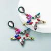 Multi Color Crystal Star Hangly Серьги Роскошные Flash Gem Diamond Bearable Серьги Girls Party Brincos