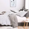 100% Cotton Stripes Duvet Cover Sets Simple Bedding Set with Pillowcases Single Double Queen King Size Quilt Cover Bedclothes 210319