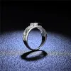 Diamant utmärkt klippa d färg högkvalitativ rund moissanit ring silver 925 smycken pt950