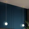 Nordic Copper Bedroom Bedside Small Penant Lamp Modern Minimalist Clothing Store Restaurant Bar glass Ball Pendant Light