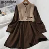 Vintage Frauen Maxi Kleid Langarm Mode Frühling Herbst Dame Solide Bodycon Kleider Koreanische Vestidos mit Strickweste 210601