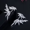 Шикарные элегантные 2 в 1 известный дизайн листьев полный микро асфальтированный кубический цирконий Серьги для дам мода ювелирные изделия CZ627 210714